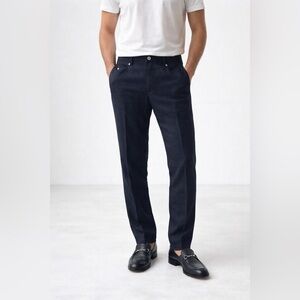 Dolce & Gabbana Navy Linen Summer Tailored Trousers Men's IT 52 Made in Italy
